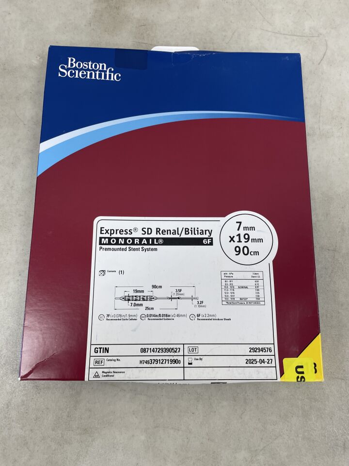 3791271990 - BOSTON SCIENTIFIC - Express SD Renal/Biliary Monorail Premounted Stent System - 7mm x 19mm x 90cm, (BX/1) - ( Expiry Date: 2024-06-30 )