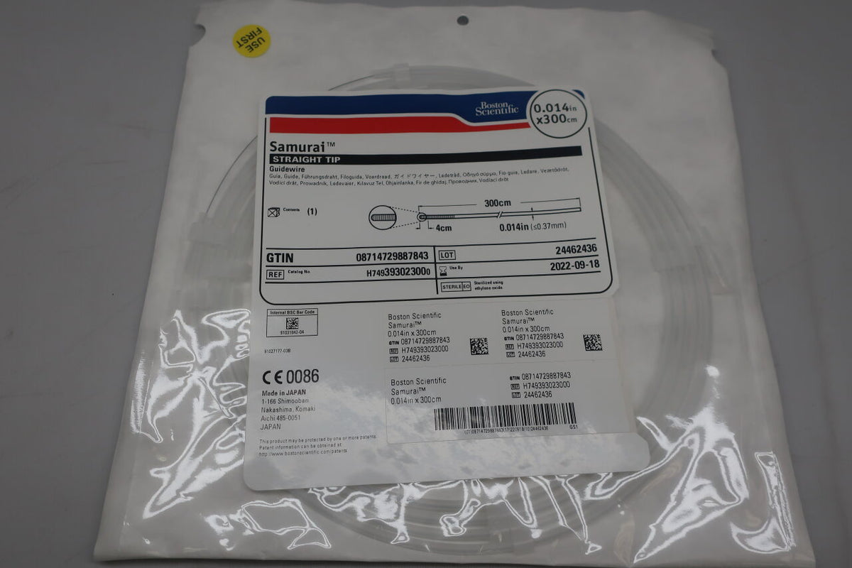 39302300 - BOSTON SCIENTIFIC - Samurai Guidewire - Straight Tip - .014" x 300cm, (EA)