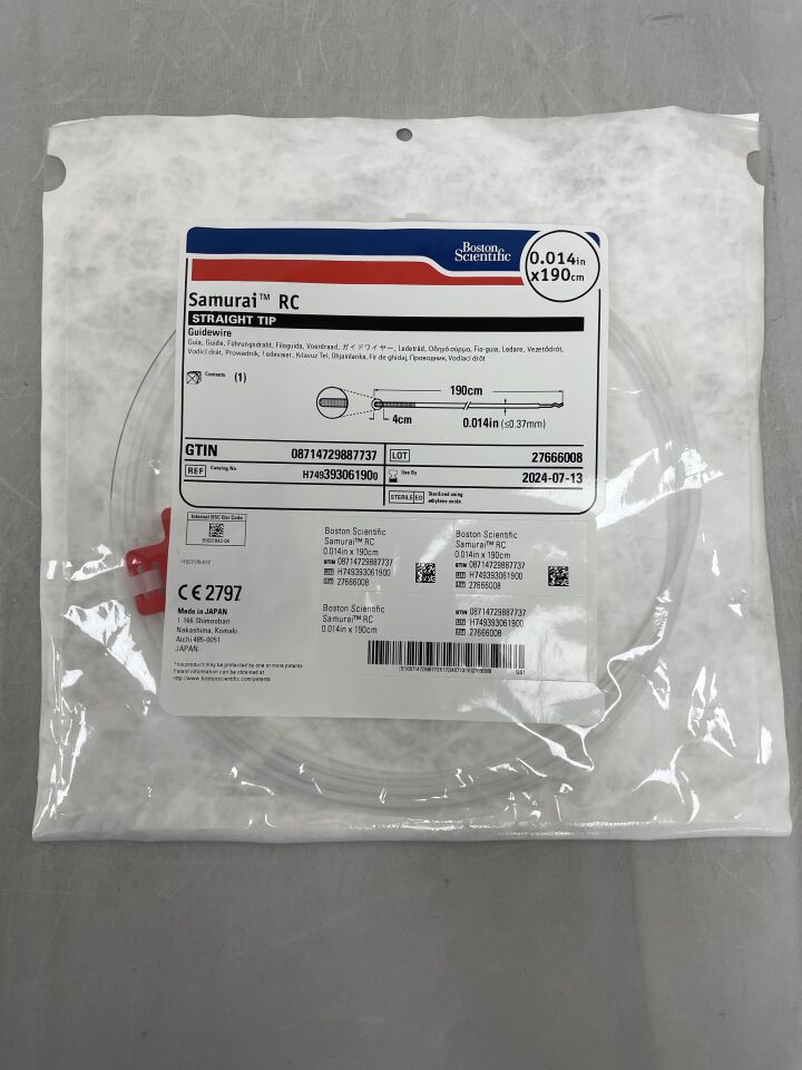 39306190 - BOSTON SCIENTIFIC - Samurai RC Guidewire - Straight Tip - .014" x 190cm, (EA) - ( Expiry Date: 2024-07-13 )