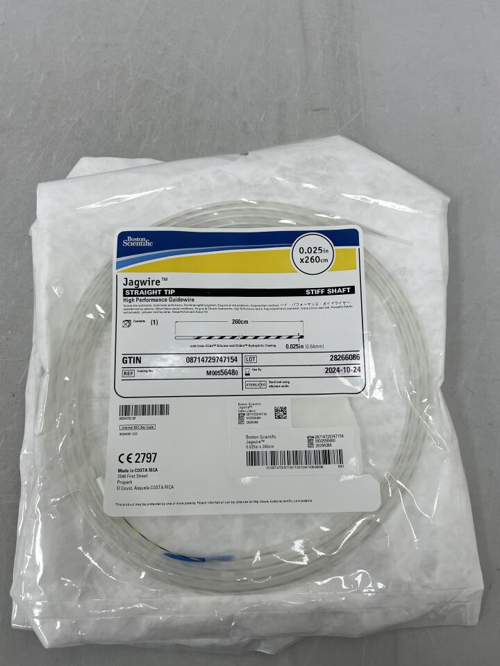 5648 - BOSTON SCIENTIFIC - Jagwire High Performance Guidewire - Straight Tip, Stiff Shaft - .025" x 260cm, (EA) - ( Expiry Date: 2024-10-24 )
