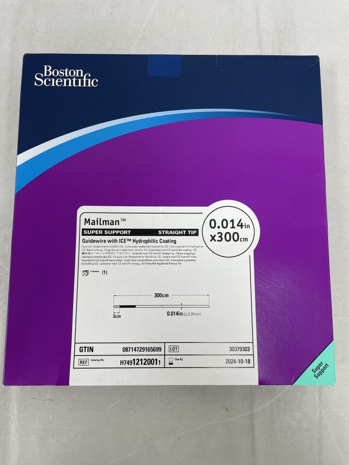 1212001 - BOSTON SCIENTIFIC - Mailman Guidewire - ICE Hydrophilic Coating - Super Support, Straight Tip - .014" x 300cm, (BX/1) - ( Expiry Date: 2024-10-31 )
