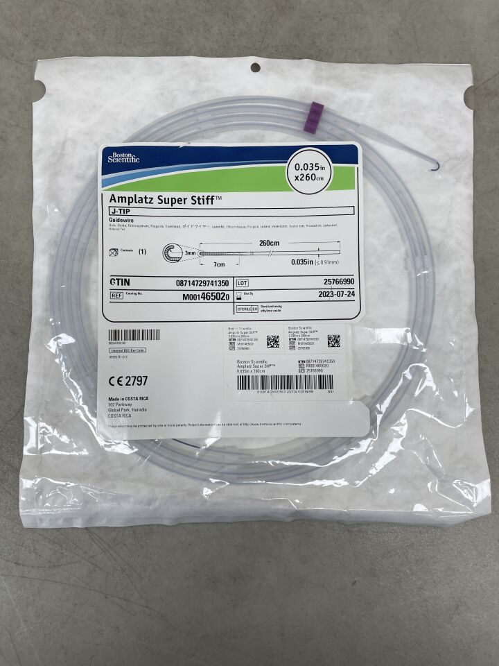 46502 - BOSTON SCIENTIFIC - Amplatz Super Stiff Guidewire - J-Tip - .035" x 260cm, (EA) - ( Expiry Date: 2024-11-01 )