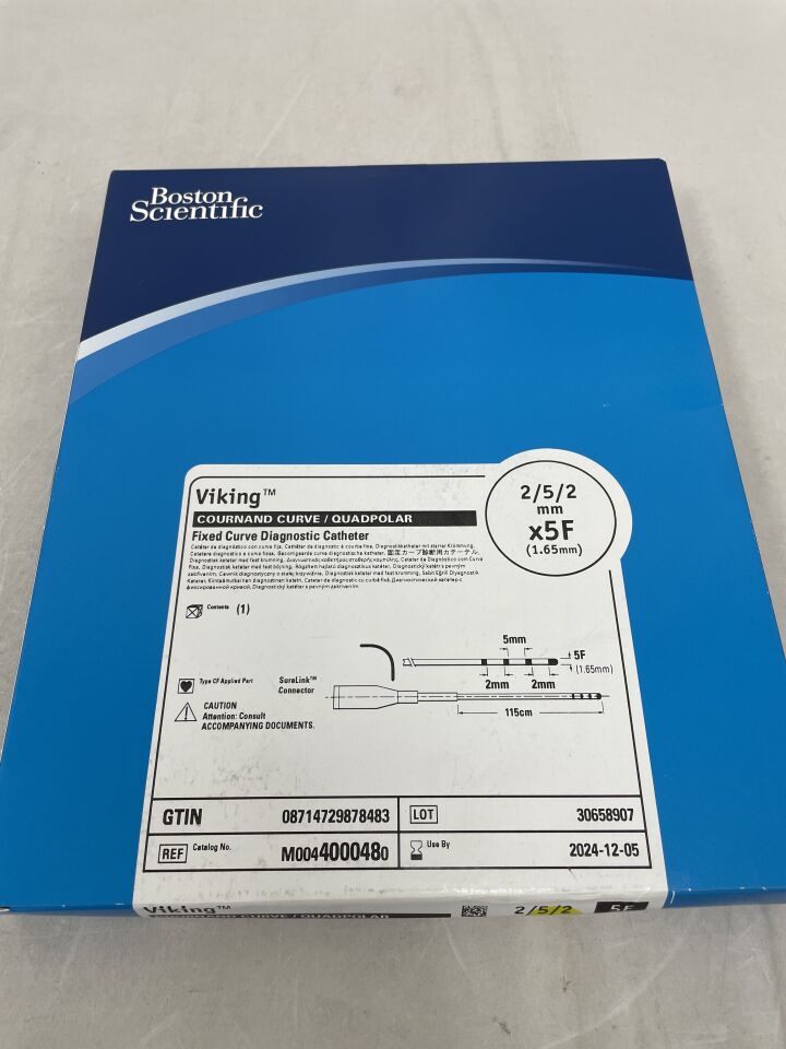 400048 - BOSTON SCIENTIFIC - Viking Fixed Curve Diagnostic Catheter - 2-5-2mm - Cournand Curve/Quadpolar - 5Fr x 115cm, (BX/1) - ( Expiry Date: 2024-12-05 )