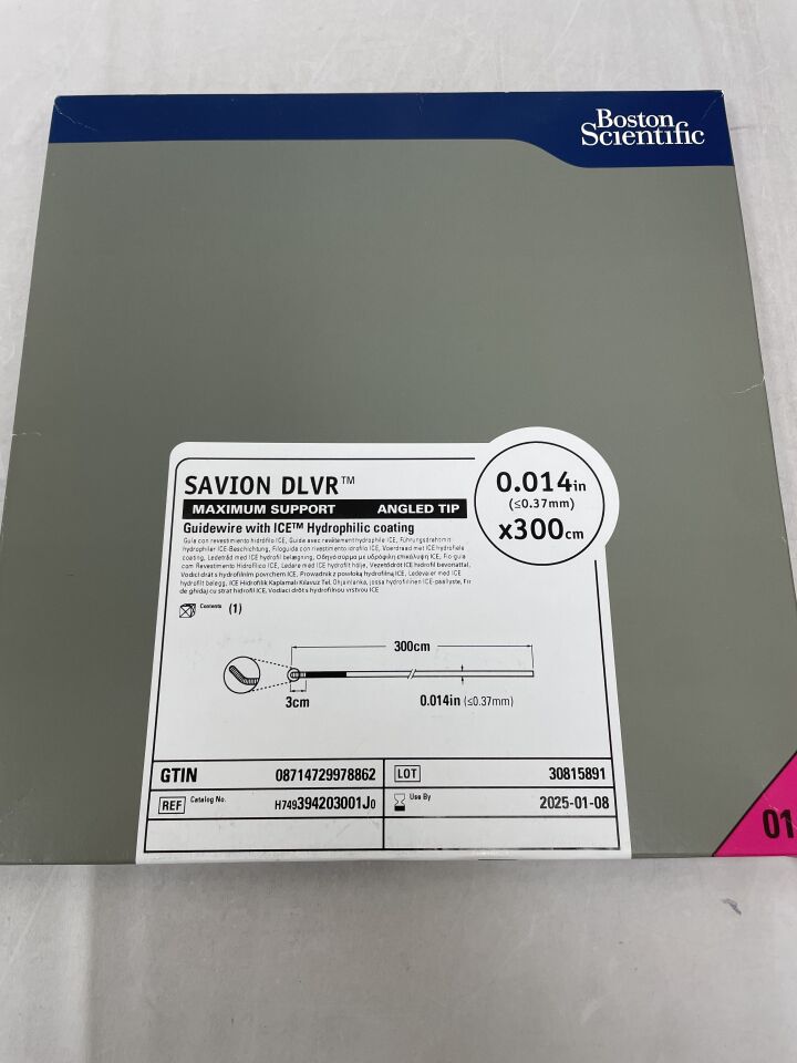 394203001J - BOSTON SCIENTIFIC - SAVION DLVR Guidewire with ICE Hydrophilic Coating - Maximum Support, Angled Tip - .014" x 300cm, (BX/1) - ( Expiry Date: 2025-01-08 )