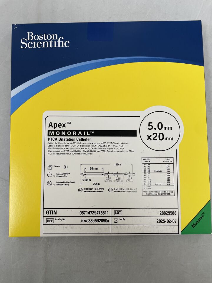 389592050 - BOSTON SCIENTIFIC - Apex Monorail PTCA Dilatation Catheter - 5.0mm x 20mm, (BX/1) - ( Expiry Date: 2025-02-07 )