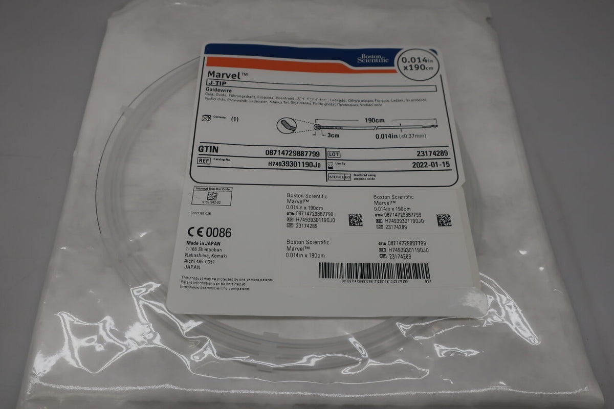 39301190J - BOSTON SCIENTIFIC - Marvel Straight Tip Guidewire, 0.014in x 190cm, (EA)