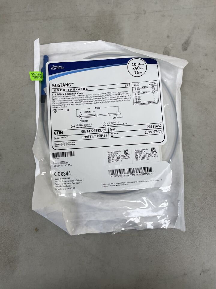 3917110047 - BOSTON SCIENTIFIC - Mustang  Over-The-Wire  PTA Balloon Dilatation Catheter  6F x 10.0mm x 40mm x 75cm  , (EA) - ( Expiry Date: 2025-07-05 )