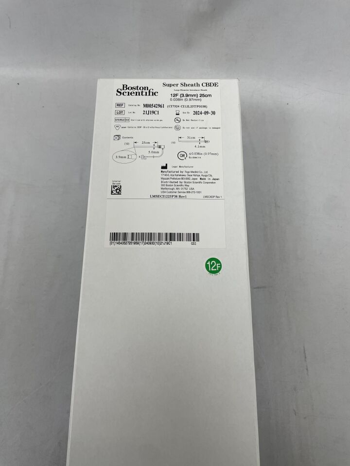 4296 - BOSTON SCIENTIFIC - Super Sheath CBDE Large Diameter Introducer Sheath, 12F x 25cm, (BX/10) - ( Expiry Date: 2025-07-31 )