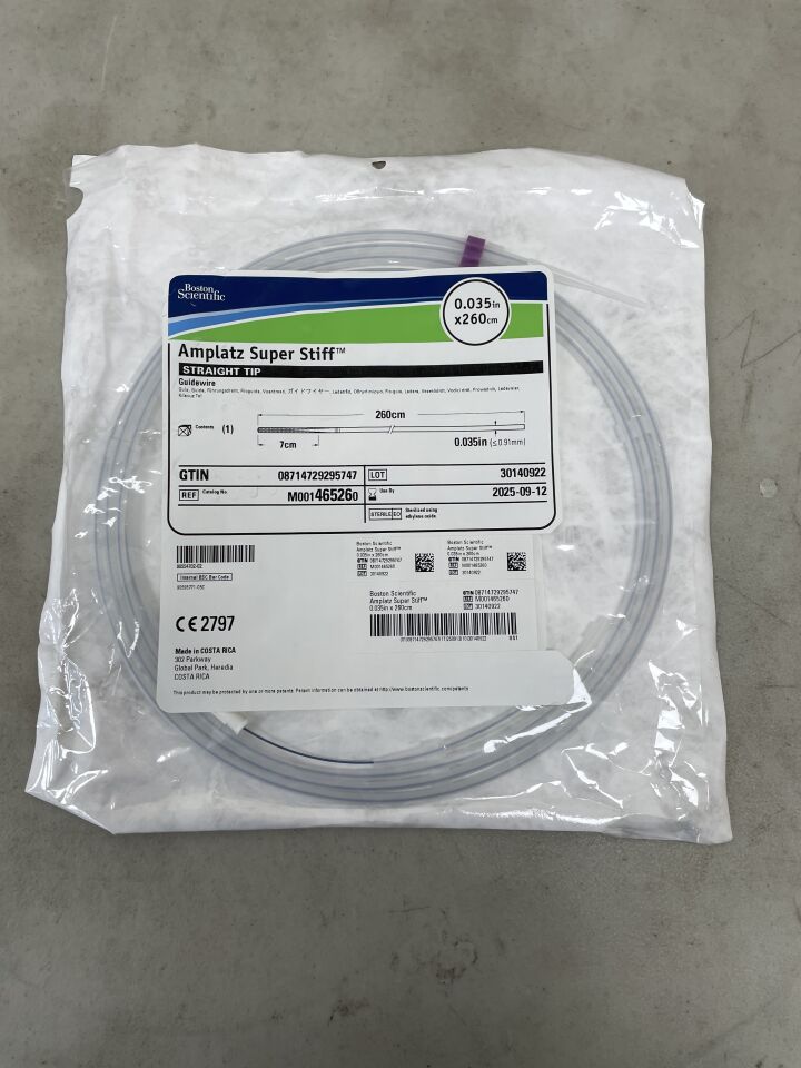 46526 - BOSTON SCIENTIFIC - Amplatz Super Stiff Guidewire - Straight Tip - .035" x 260cm, (EA) - ( Expiry Date: 2025-09-08 )