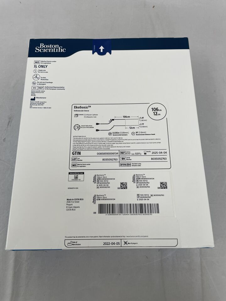 5511 - BOSTON SCIENTIFIC - EkoSonic Endovascular Device - Infusion Catheter and Ultrasonic Core - 106cm x 18cm, (BX/1) - ( Expiry Date: 2025-09-14 )