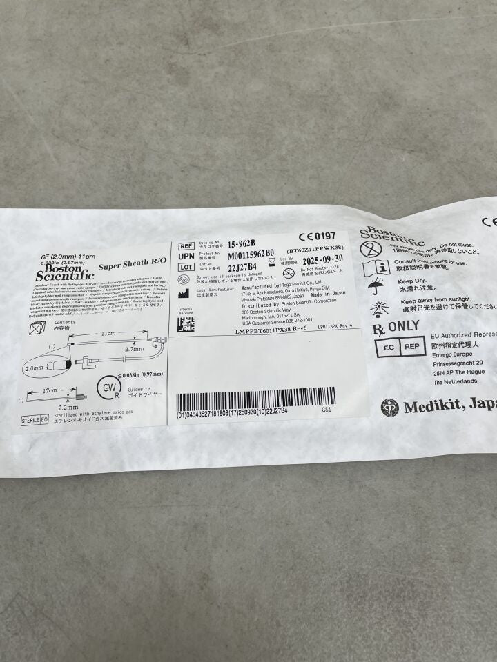 15-962B - BOSTON SCIENTIFIC - Super Sheath R/O Introducer - 6Fr x .038" x 11cm, (EA) - ( Expiry Date: 2025-09-30 )