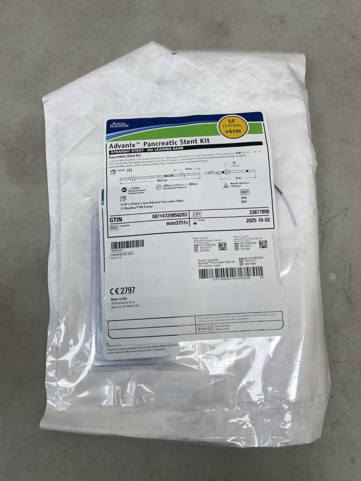 3751 - BOSTON SCIENTIFIC - Advanix Pancreatic Stent - Straight/No Leading Barb - 5Fr x 4cm, (EA) - ( Expiry Date: 2025-10-02 )