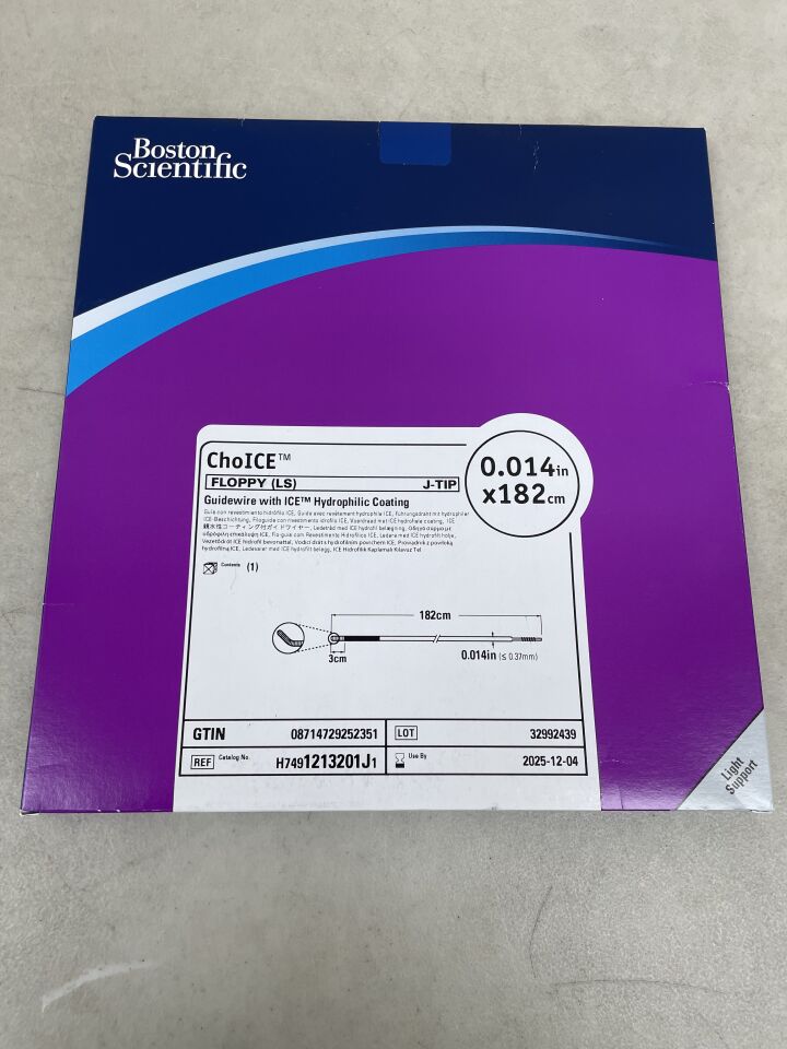 1213201J - BOSTON SCIENTIFIC - ChoICE Floppy Guidewire with ICE Hydrophilic Coating, J-Tip, 0.014in X 182cm, (BX/1) - ( Expiry Date: 2025-12-04 )