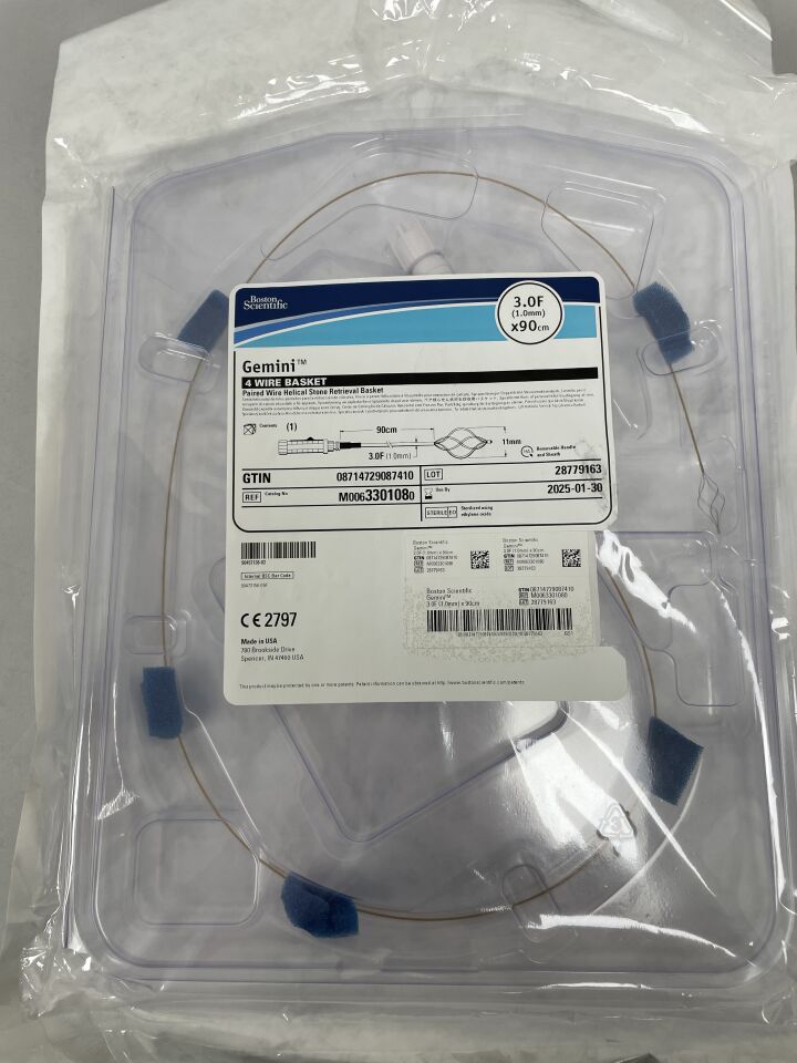 330108 - BOSTON SCIENTIFIC - Gemini 4 Wire Basket Paired Wire Helical Stone Retrieval Basket 3F x 90cm, (EA) - ( Expiry Date: 2026-01-23 )