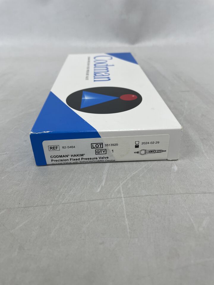 82-5464 - CODMAN - Hakim Precision Fixed Pressure In-Line Valve, 100 mm Medium High, (BX/1) - ( Expiry Date: 2026-02-28 )