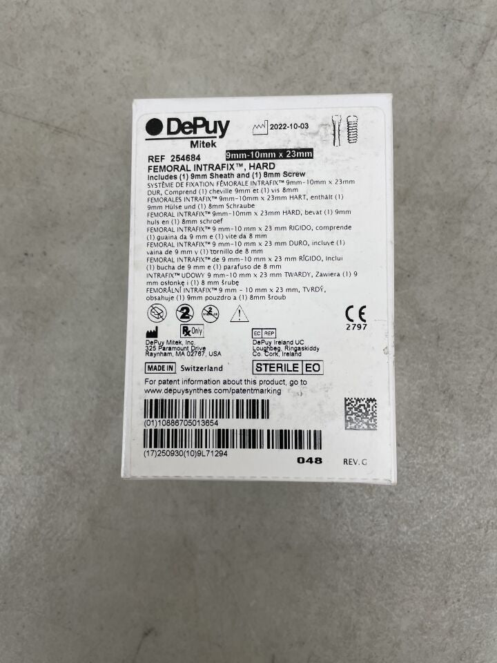 254684 - DEPUY - FEMORAL INTRAFIX, Hard, 9mm-10mm x 23mm, (BX/1) - ( Expiry Date: 2024-06-30 )