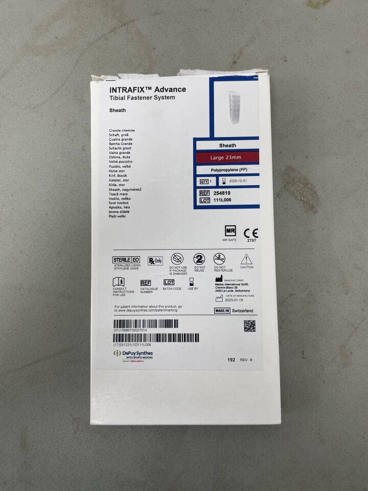 254819 - DEPUY - Intrafix Advance Tibial Fastener System, 23mm large sheath, (BX/1) - ( Expiry Date: 2025-12-31 )