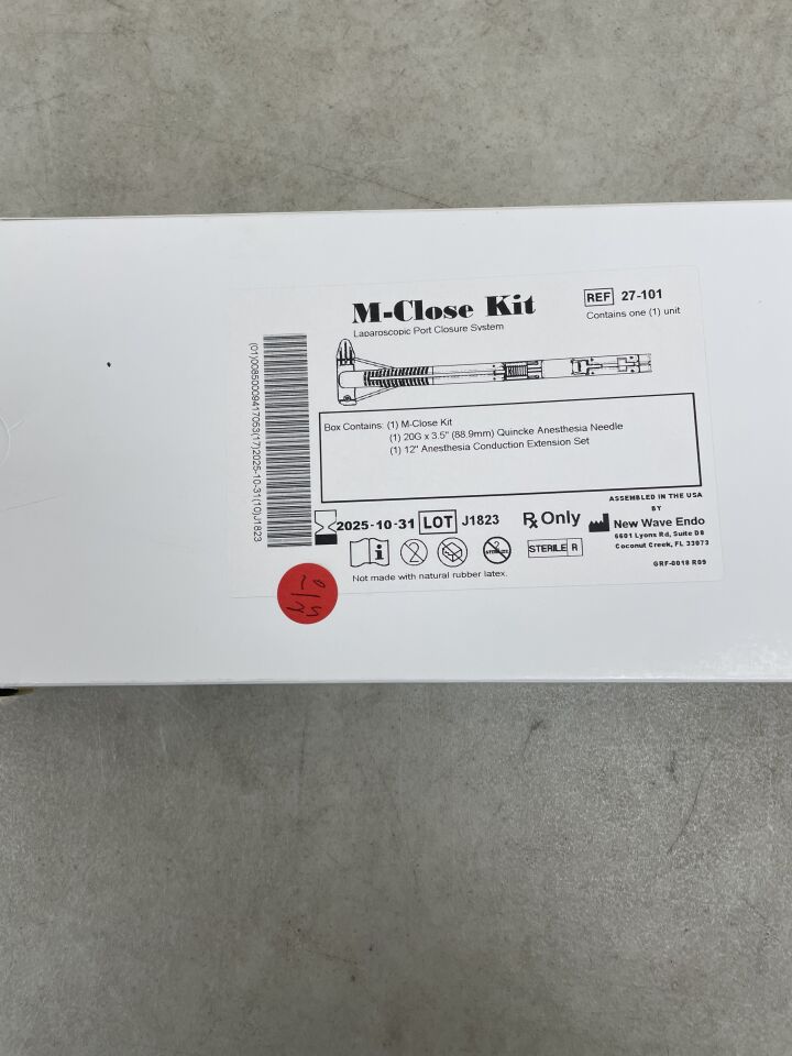 27-101 - NEW WAVE ENDOSURGERY - M-Close Kit Laparoscopic Port Closure System, 20G x 3.5", (BX/1) - ( Expiry Date: 2022-02-06 )