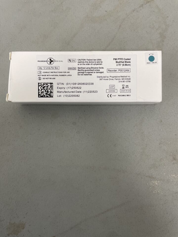 P0012AM - PMI - PTFE Coated Modified Blade 2.75" (6.99cm), (BX/12) - ( Expiry Date: 2025-05-22 )