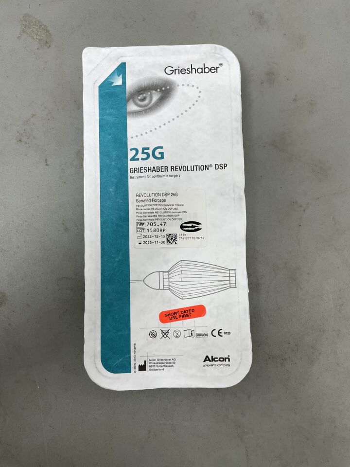 705.47 - ALCON - Grieshaber Revolution DSP Serrated Forceps, 25G, (EA) - ( Expiry Date: 2025-10-05 )