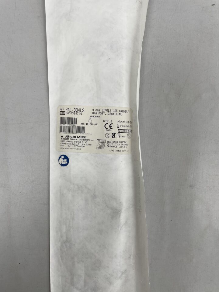 PAL-304LS - MICRO-AIRE - Mercedes Cannula, 3.0 mm, 8mm port, 22cm Long, (EA) - ( Expiry Date: 2025-08-11 )