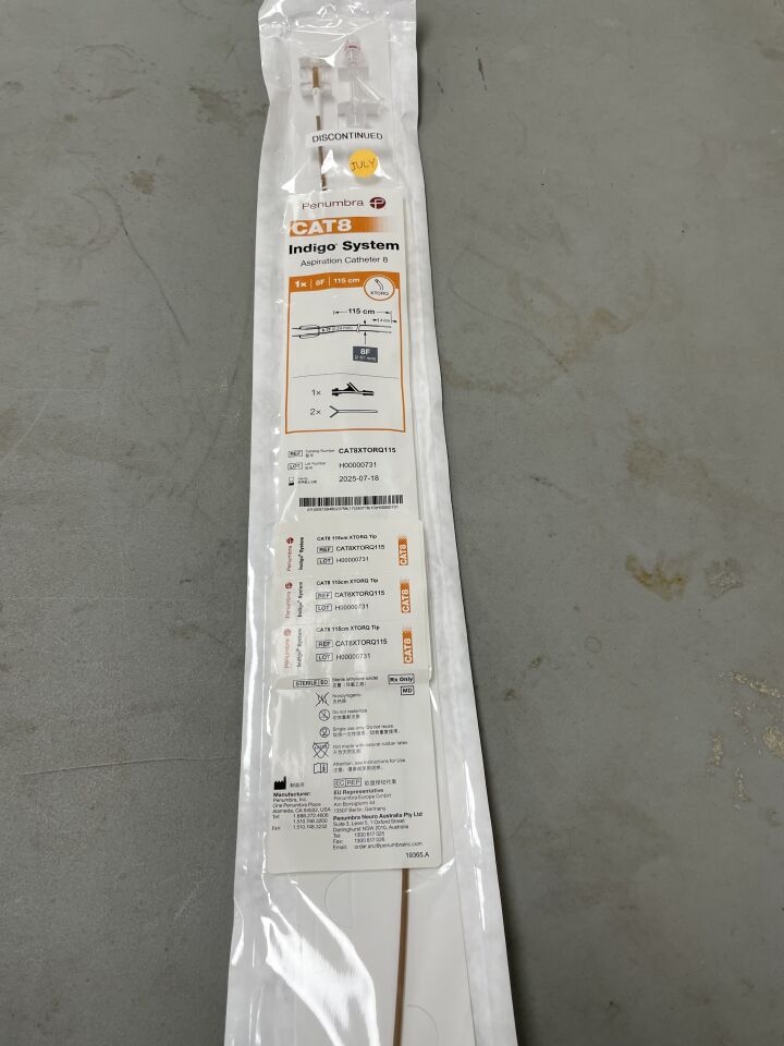 CAT8XTORQ115 - PENUMBRA - CAT8 Indigo Aspiration Catheter, XTorq Tip 115cm (No Box), (EA) - ( Expiry Date: 2025-07-18 )