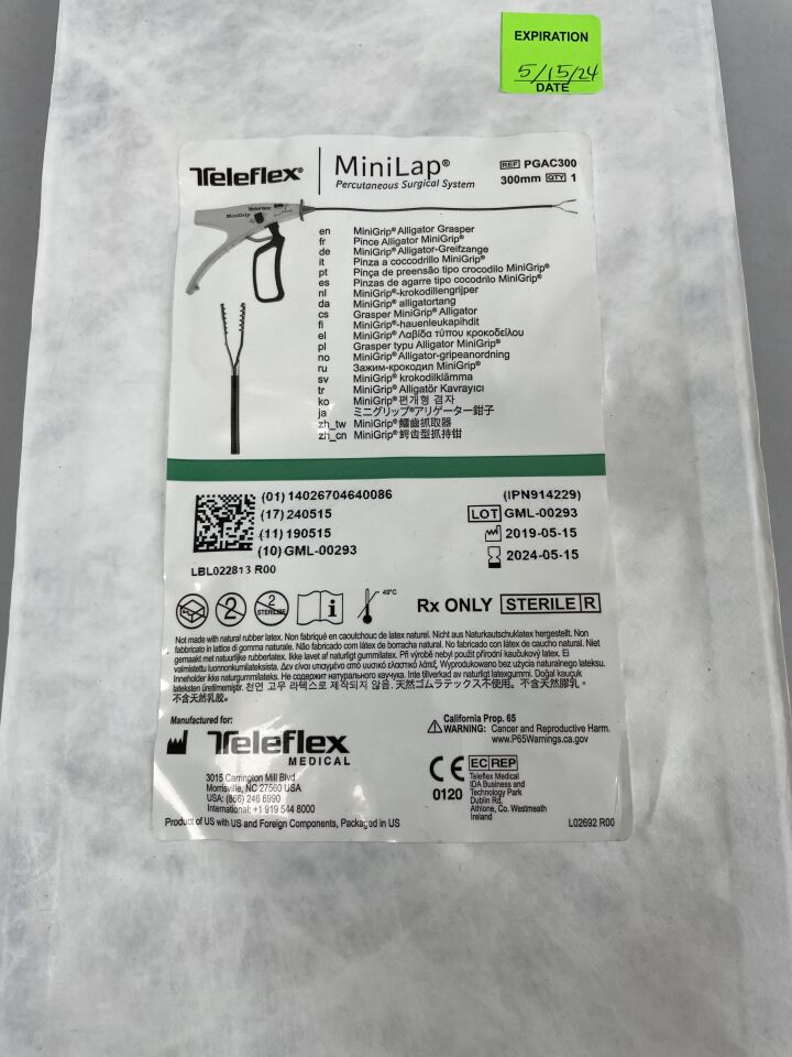 PGAC300 - TELEFLEX - minilap minigrip alligator grasper, (EA) - ( Expiry Date: 2025-08-25 )