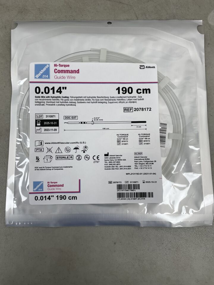 2078172 - ABBOTT - Hi-Torque Command Guide Wire - .014" x 190cm, (EA) - ( Expiry Date: 2025-10-31 )