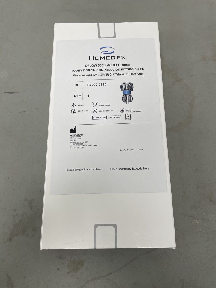 H0000-3680 - HEMEDEX - Qflow 500 Tuohy Borst Compression Fitting, 0-9Fr, (BX/1) - ( Expiry Date: 2024-06-15 )