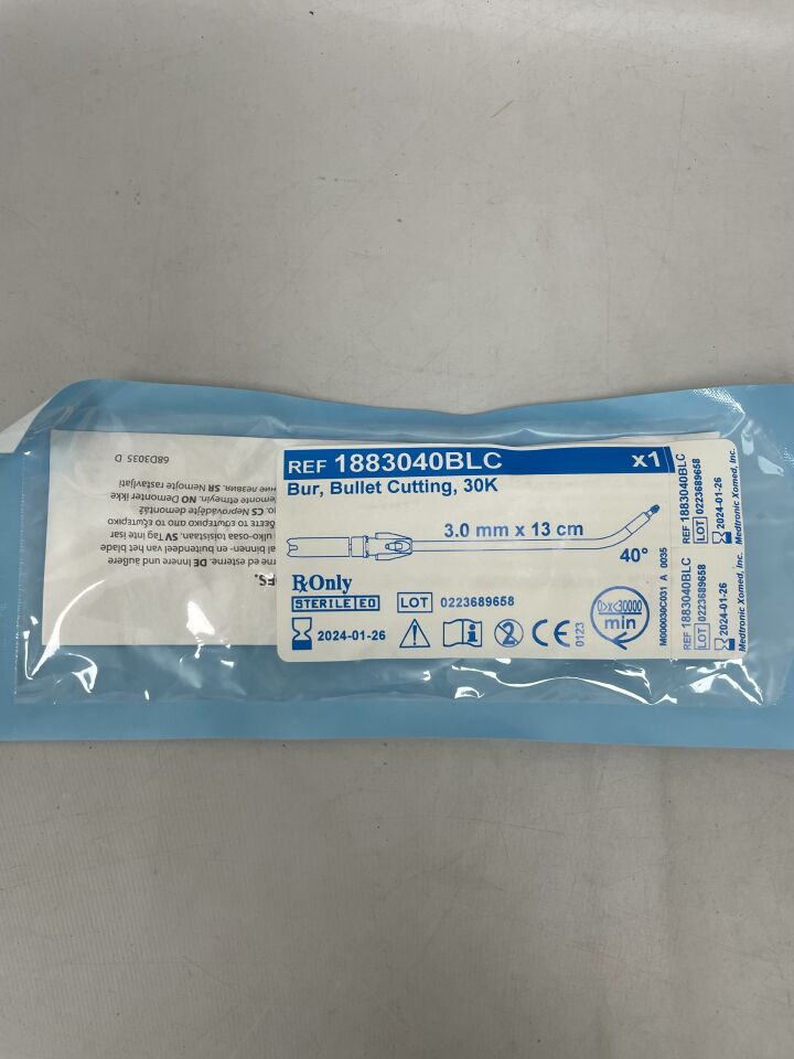 1883040BLC - MEDTRONIC - 30k bullet cutting bur, 3mm x 13cm, 40°, (EA) - ( Expiry Date: 2026-05-30 )