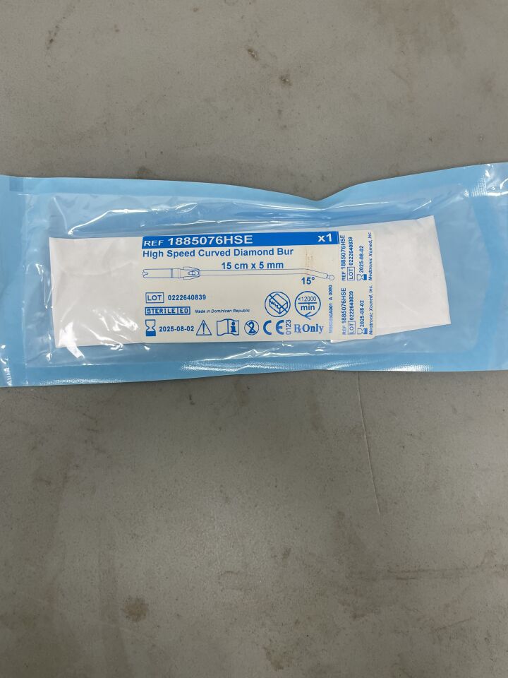 1885076HSE - MEDTRONIC - ASB HIGH-SPEED CURVED DIAMOND BUR: 15 Degree, 5MM X 15CM, (EA) - ( Expiry Date: 2025-04-02 )