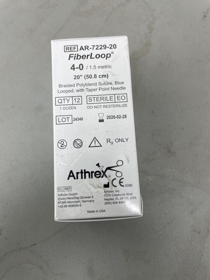AR-7229-20 - ARTHREX - 4-0 fiberloop, 20 inches with needle, (BX/12) - ( Expiry Date: 2026-02-28 )