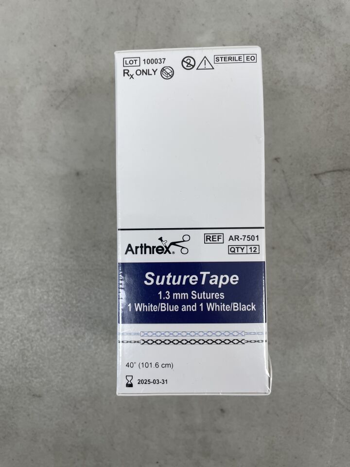 AR-7501 - ARTHREX - SutureTape White/Blue & White/Black 40" 1.3mm Suture w/T-5 Taper Needle, (BX/12) - ( Expiry Date: 2026-05-31 )