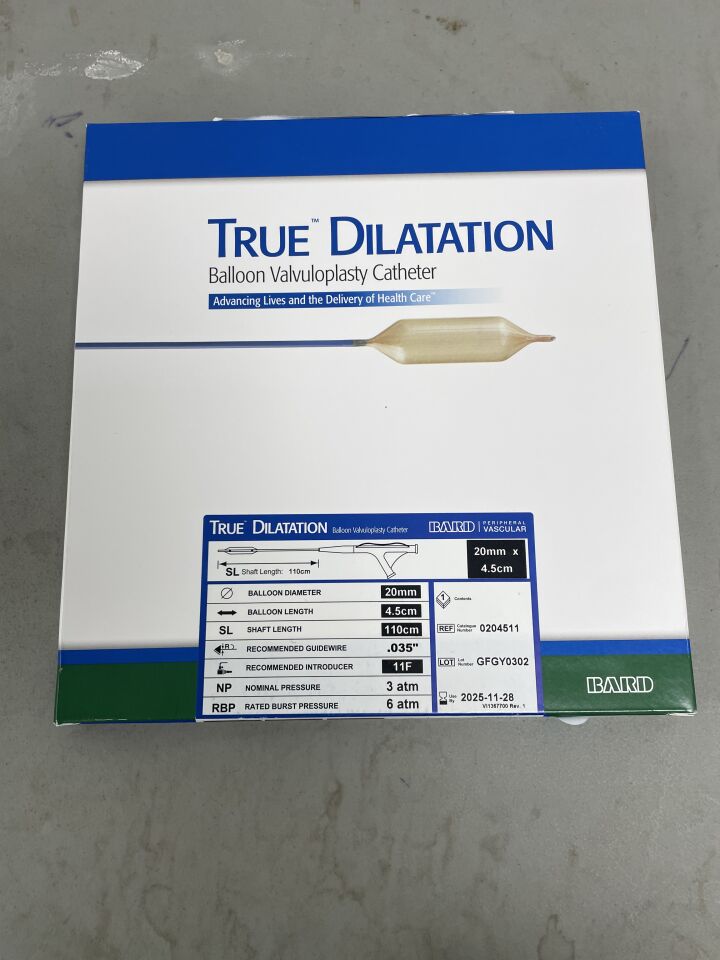 204511 - BARD - True Dilatation Balloon Valvuloplasty Catheter - 20mm x 4.5cm x 110cm x 11Fr, (BX/1) - ( Expiry Date: 2025-11-28 )
