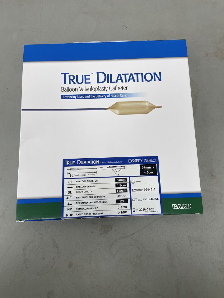 244512 - BARD - True Dilatation Balloon Valvuloplasty Catheter - 24mm x 4.5cm x 110cm x 12Fr, (BX/1) - ( Expiry Date: 2026-03-28 )