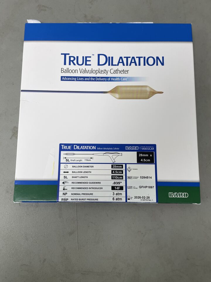 284514 - BARD - True Dilatation Balloon Valvuloplasty Catheter - 28mm x 4.5cm x 110cm x 14Fr, (BX/1) - ( Expiry Date: 2026-02-28 )
