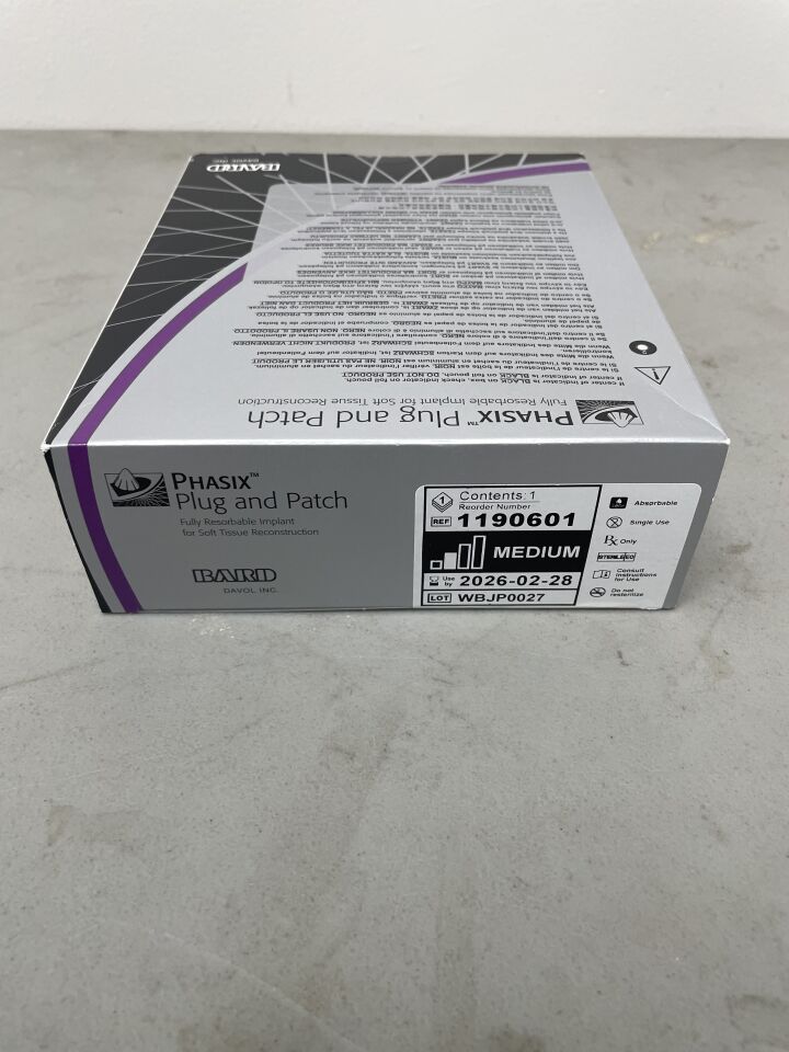 1190601 - BARD - Phasix Mesh Plug and Patch Fully Resorbable Monofilament Scaffold 3.3cm x 4.1cm (1.3" x 1.6") Medium, (BX/1) - ( Expiry Date: 2026-02-28 )