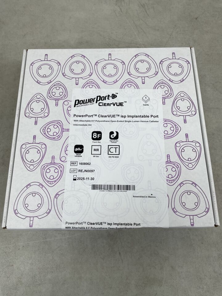 1608062 - BARD - PowerPort ClearVUE Implantable Port with Attachable Polyurethane Open-Ended Single-Lumen Venous Catheter - 8Fr x 45cm, (BX/1) - ( Expiry Date: 2026-02-28 )
