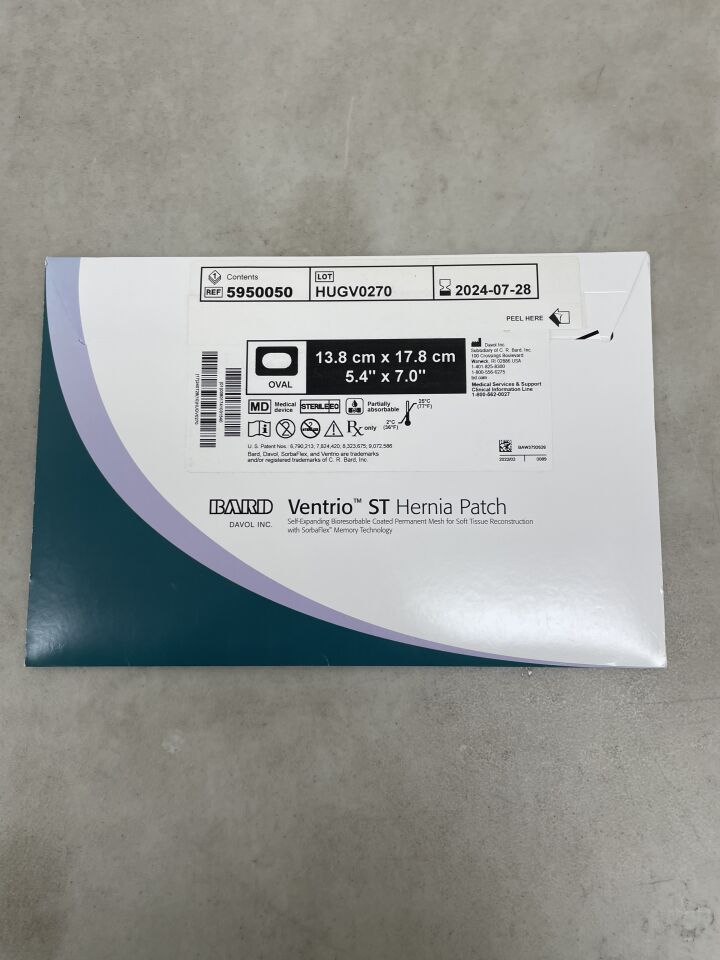 5950050 - BARD - Mesh Ventrio ST Hernia Patch, Large Oval 13.8cm x 17.8cm, (BX/1) - ( Expiry Date: 2026-02-28 )