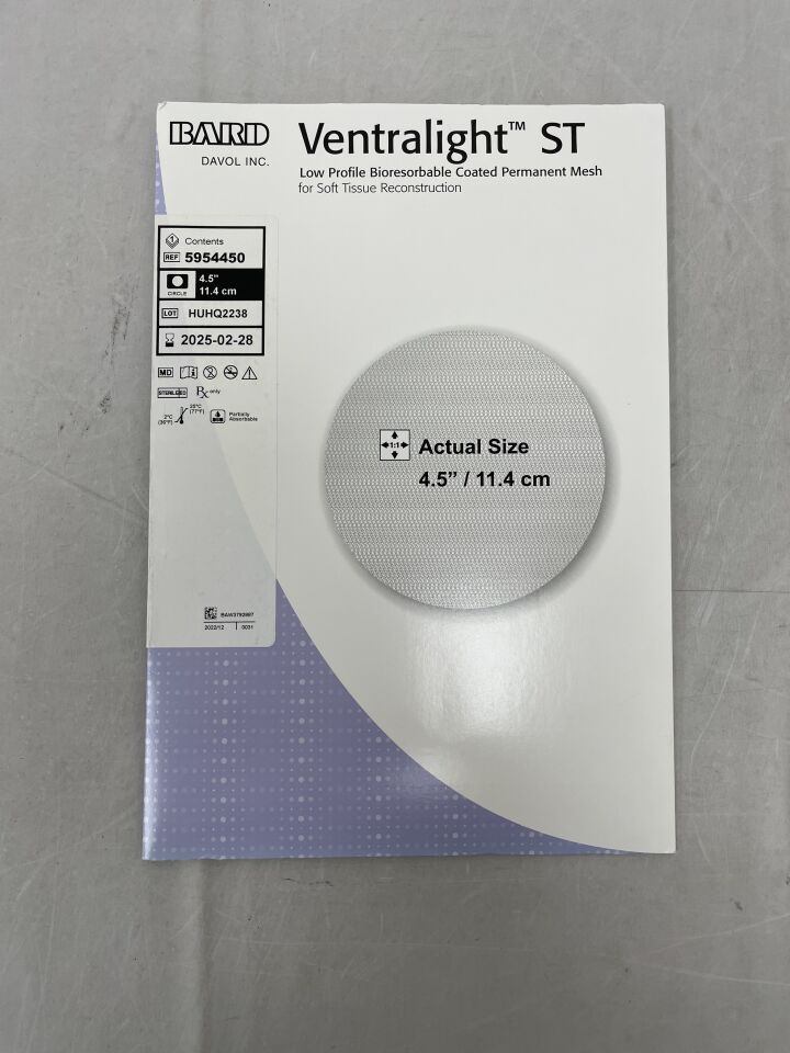 5954450 - BARD - Ventralight ST Mesh with Bioresorbable Coated Permanent Mesh, Circle, 4.5in, (BX/1) - ( Expiry Date: 2026-03-28 )