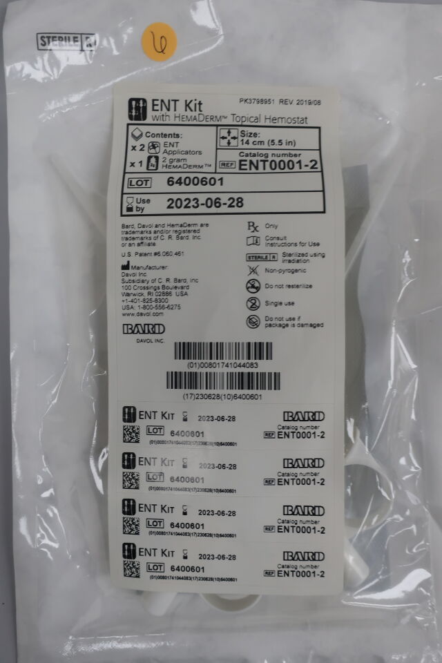 ENT0001-2 - BARD - ENT Kit with HemaDerm Topical Hemostat, 14cm size, (EA) - ( Expiry Date: 2026-05-28 )