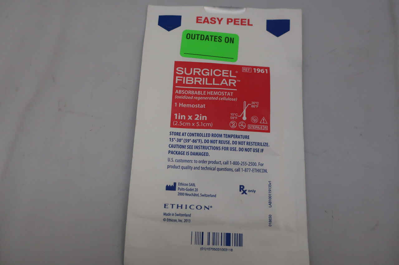 1961 - ETHICON - Surgicel Original Absorbable Hemostat, 1 x 2 in., (EA) - ( Expiry Date: 2025-04-30 )