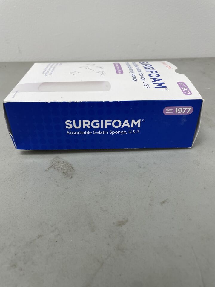 1977 - ETHICON - Surgifoam Absorbable Gelatin Hemorrhoidectomy Sponge, 8 x 3 in., (BX/5) - ( Expiry Date: 2024-03-25 )