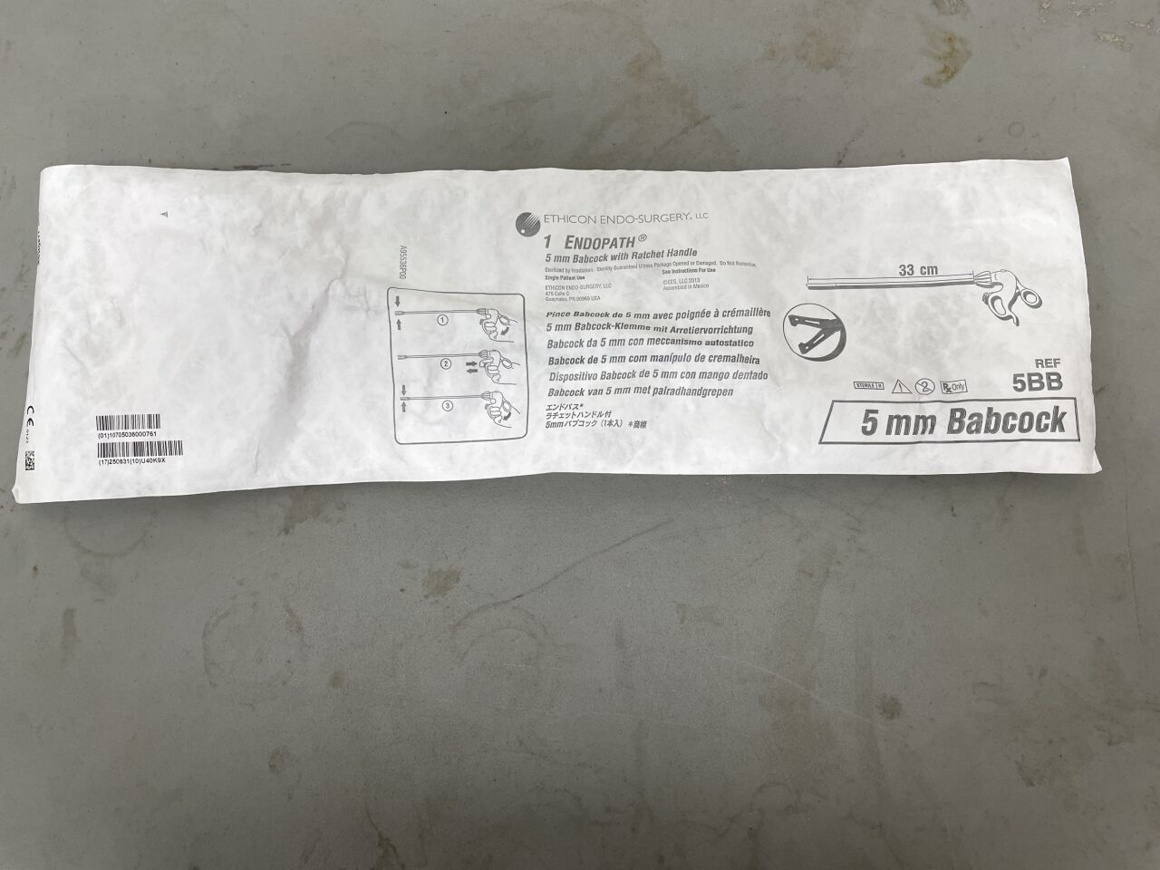 5BB - ETHICON - ENDOPATH 5 mm Babcocks with Ratchet Handle, (EA) - ( Expiry Date: 2025-08-31 )