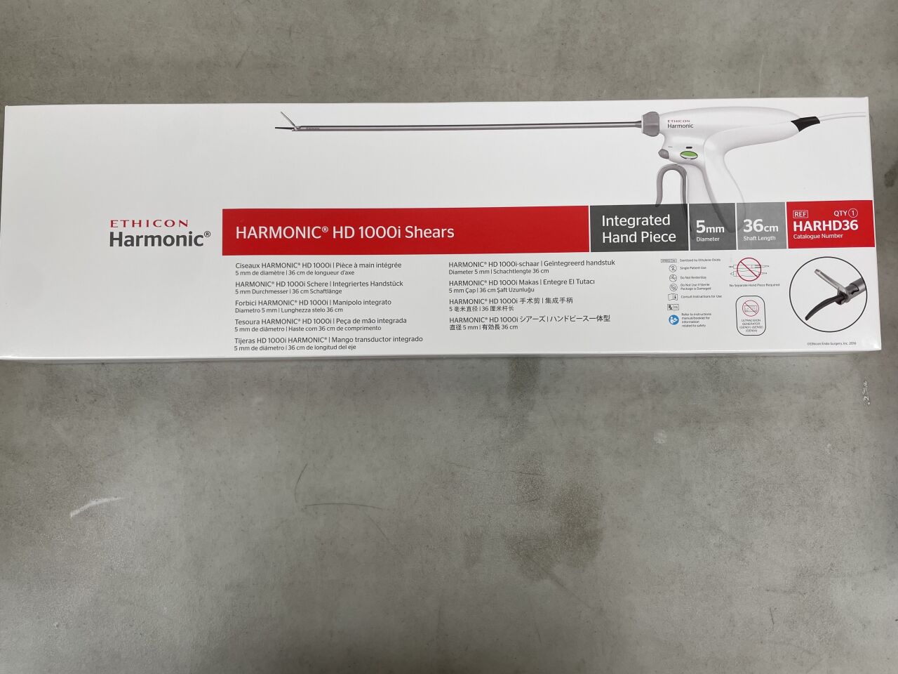 HARHD36 - ETHICON - Harmonic HD 1000i Ultrasonic Shears, 5mm x 36cm, (BX/1) - ( Expiry Date: 2025-10-31 )