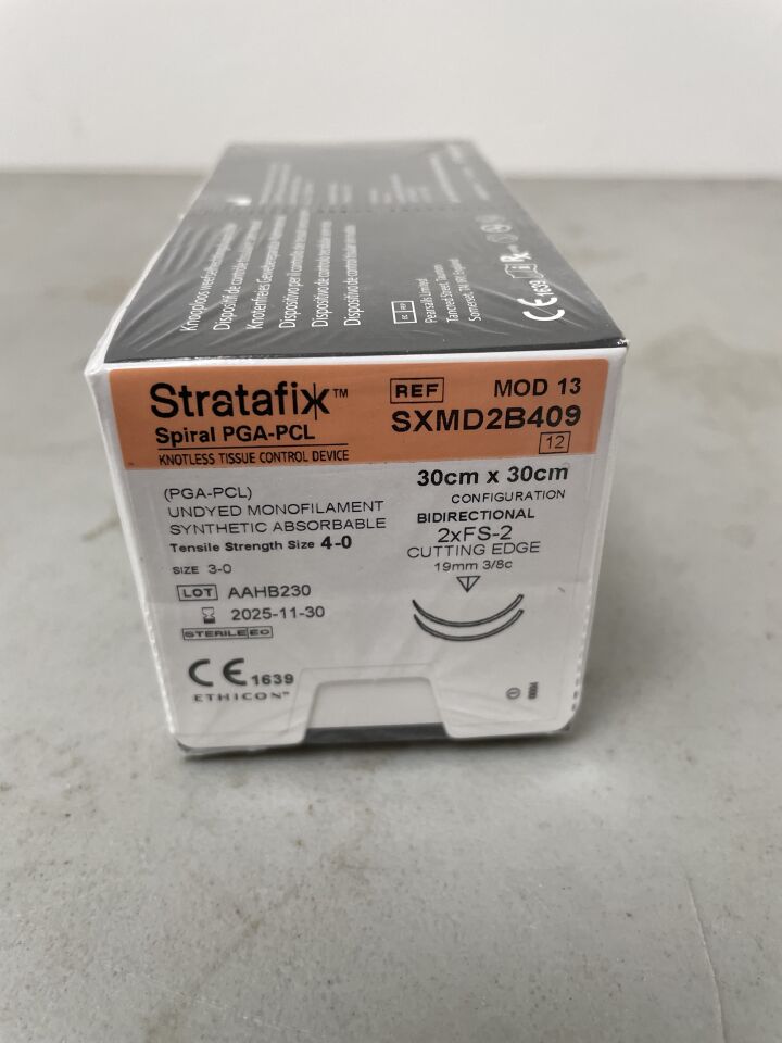 SXMD2B409 - ETHICON - Stratafix Spiral PGA-PCL Absorbable Monofilament Suture, Size 4-0, 12 in. Length, FS-2 Needle, (BX/12) - ( Expiry Date: 2025-11-30 )