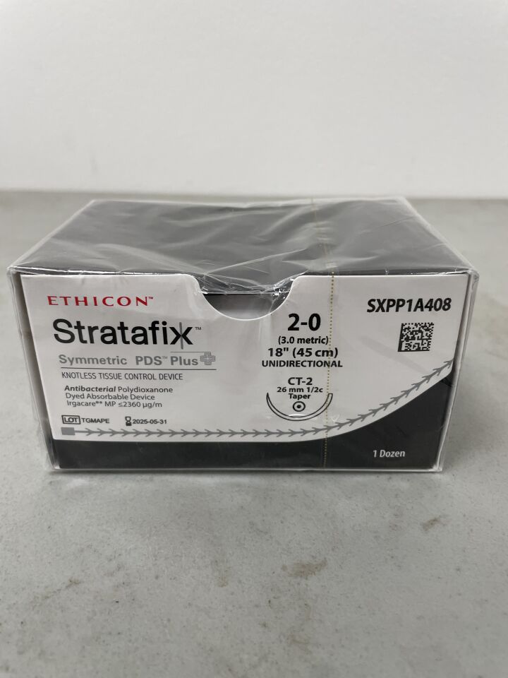 SXPP1A408 - ETHICON - Stratafix Symmetric PDS Plus Absorbable Triclosan, Polydioxanone Suture, Size 0, 18 in. Length, CT-2 Needle, (BX/12) - ( Expiry Date: 2025-05-31 )