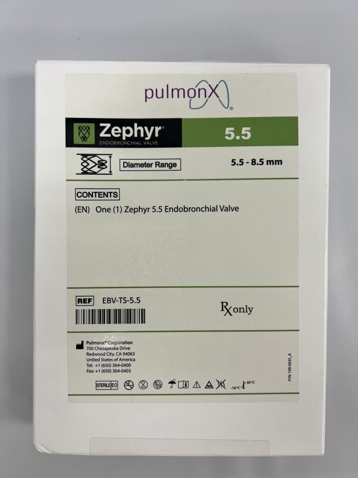 EBV-TS-5.5 - PULMONX - Zephyr EndoBronchial Valve 5.5mm-8.5mm, (BX/1) - ( Expiry Date: 2026-02-07 )