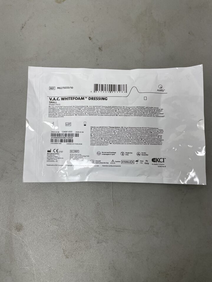 M6275033 - KCI - V.A.C. WhiteFoam Small Dressing: 10cm x 7.5cm x 1cm, (EA)