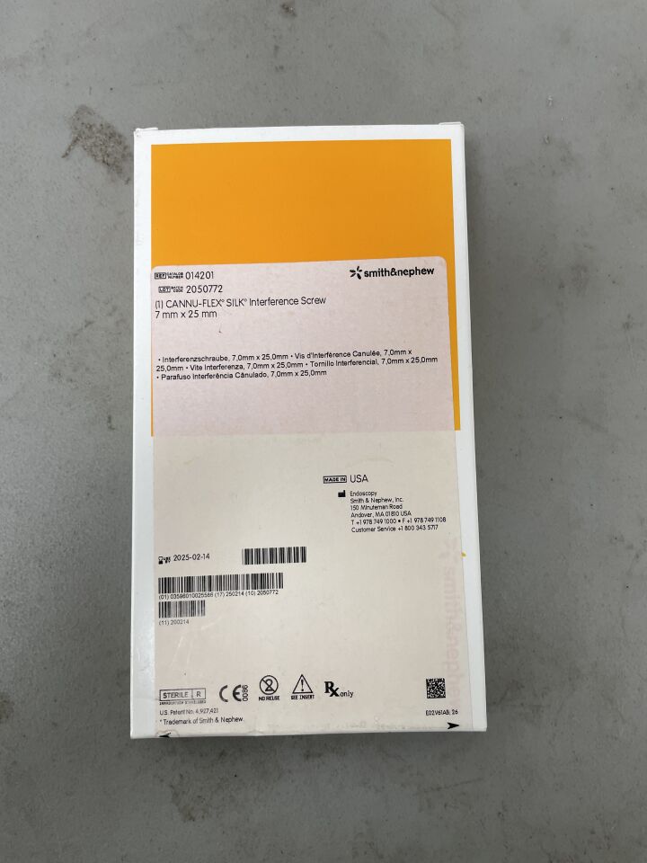 14201 - SMITH & NEPHEW - Cannu-Flex Silk Interference Screw 7mm x 25mm, (BX/1)